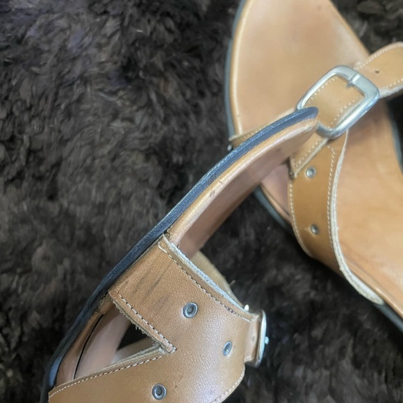 Honey kitten heel Italian leather sandals size 7 - Picture 10 of 12